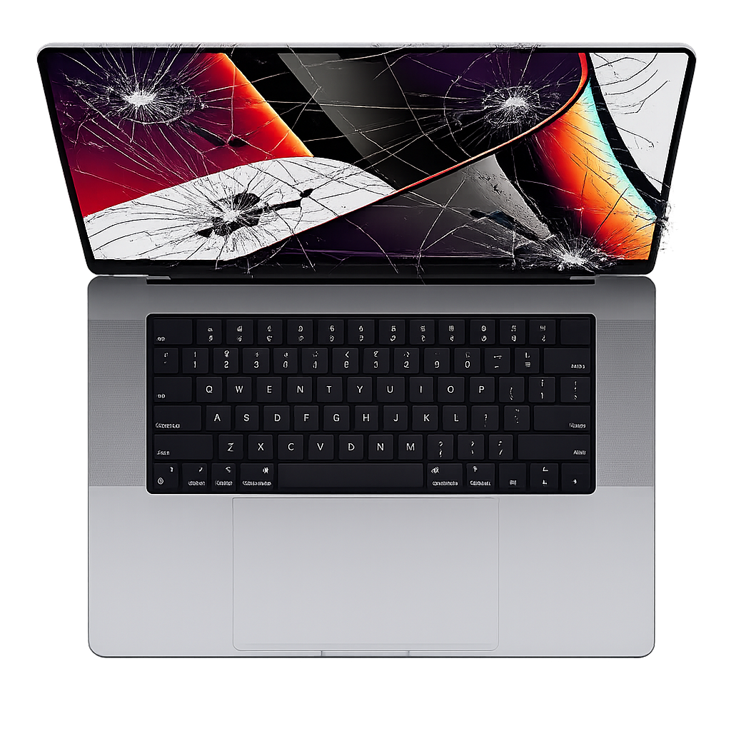 MacBook com tela trincada para reparo